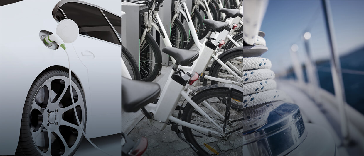 car, bike, yacht : electric motors are quieter than combustion engines