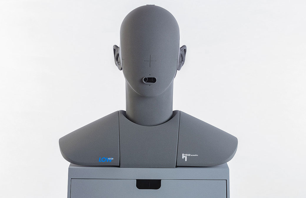 Front view of the low noise artificial head HMS II.3-LN